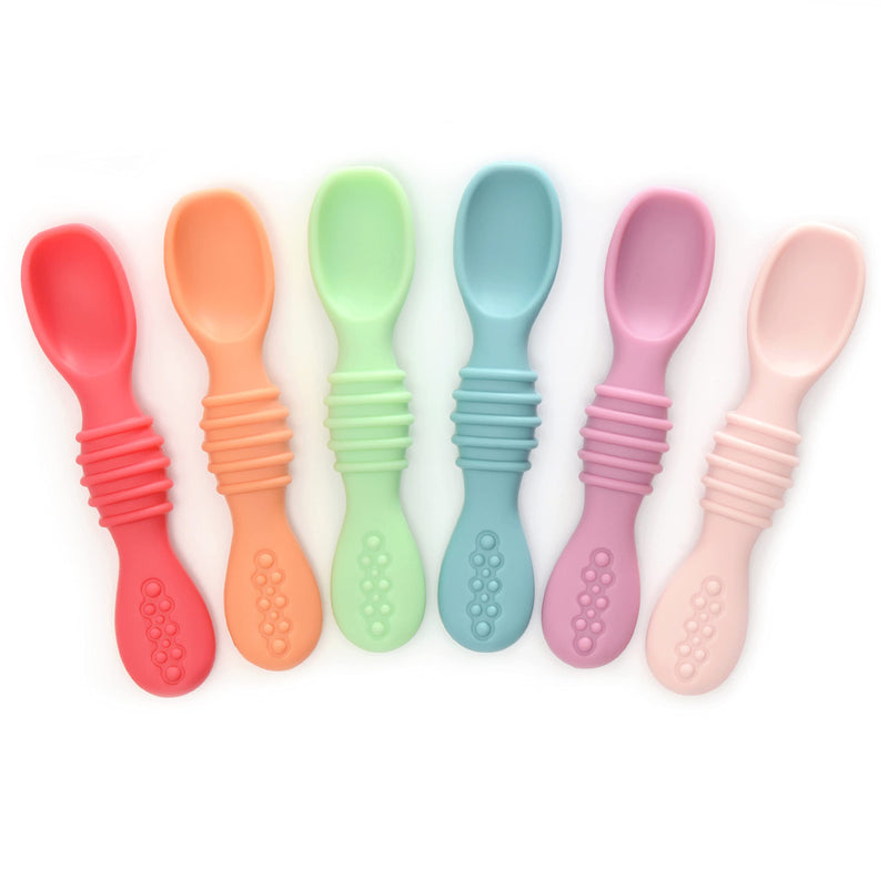 [Australia - AusPower] - PrimaStella Silicone Rainbow Chew Spoon Set for Babies and Toddlers | Safety Tested | BPA Free | Microwave, Dishwasher and Freezer Safe 