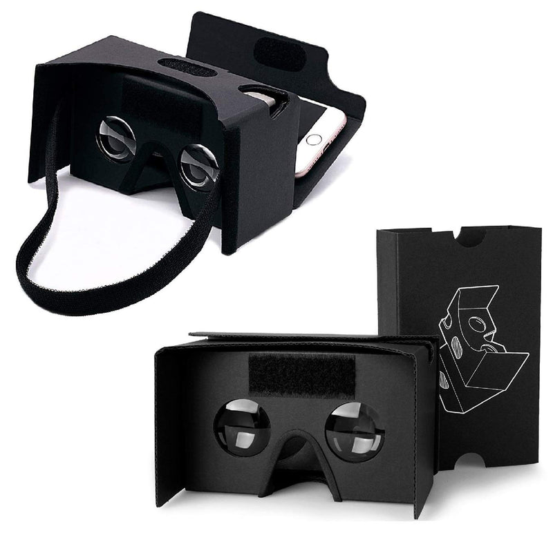 [Australia - AusPower] - Multiple Complete Set of Google Cardboard V2 Version 2.0 (Latest 3rd Gen) Virtual Reality 3D VR Box - for All iPhone & Android Phone - Elastic Head Strap, Nose/Forehead pad & Sucker (1Pack, Black) 1Pack 