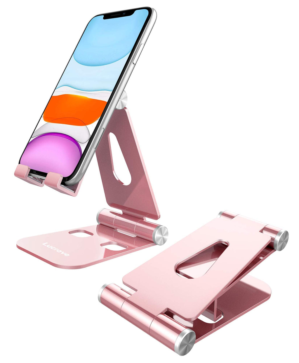 [Australia - AusPower] - Cell Phone Stand, Lucrave Updated Adjustable Desktop Phone Holder Cradle,Fully Foldable, Compatible with All Phones Android and iPhone 11 Max Xs Xr 8 7 Plus, iPad Mini, Tablets(7-10")-Rose Gold Rose Gold 