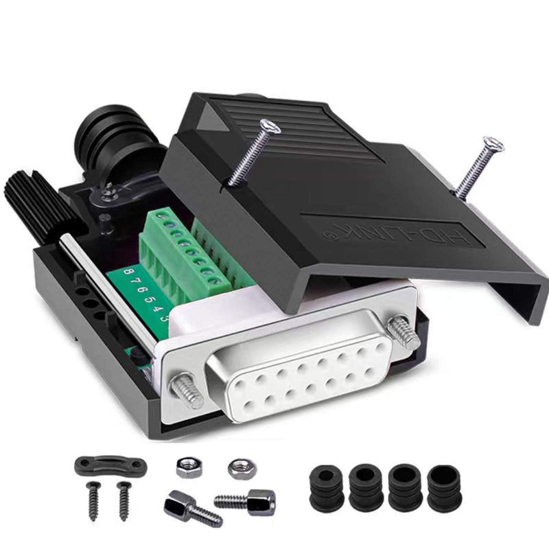 [Australia - AusPower] - Jienk DB15 Solderless Female RS232 D-SUB Serial Adapters, 16mm thinner 15 Pin Port Terminal Solderfree Breakout Board Connector with Case Accessories 