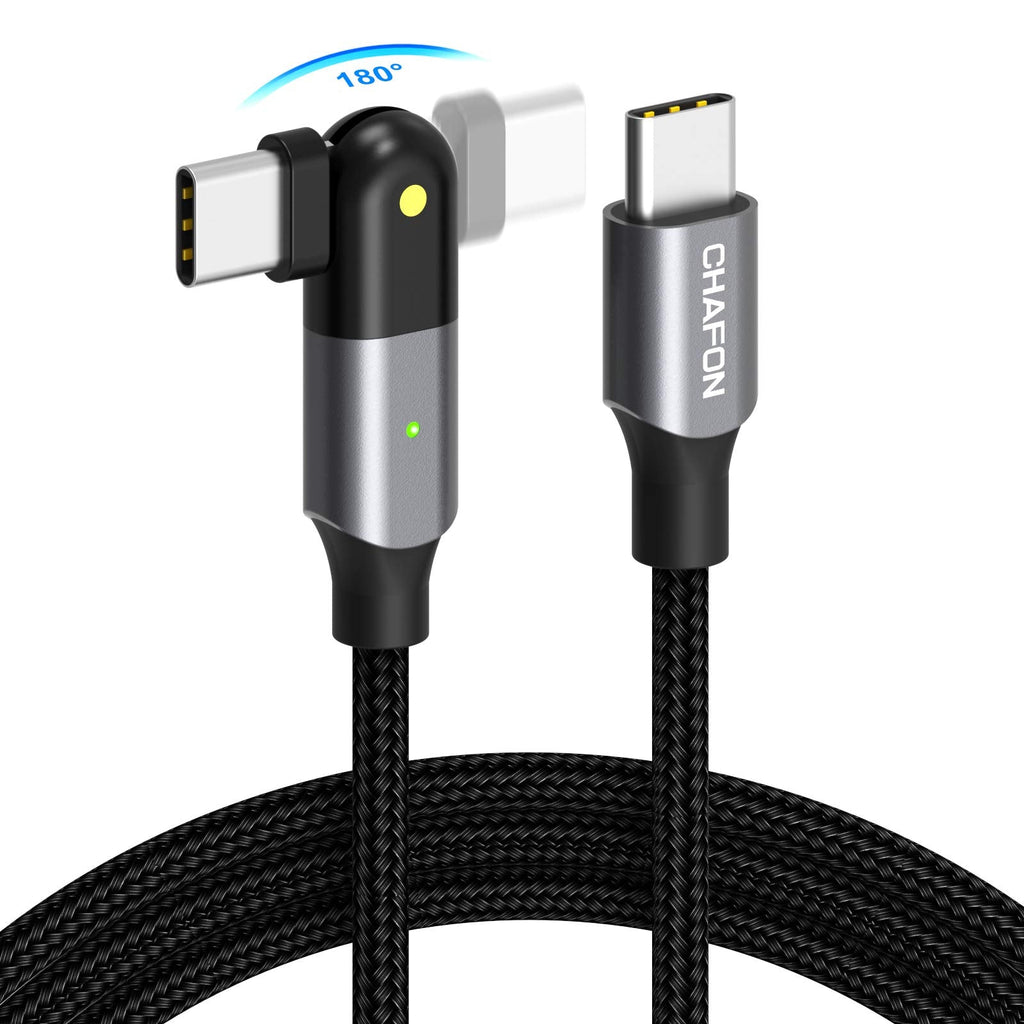 [Australia - AusPower] - USB C to USB C 100W Fast Charging Cable, CHAFON 180 Degree Rotatable Type C Charger Cord Compatible with MacBook Pro 2020/2019/2018, iPad Pro 2020/2018,Galaxy S20 S9,Pixel,Switch (Black, 4FT) Black 