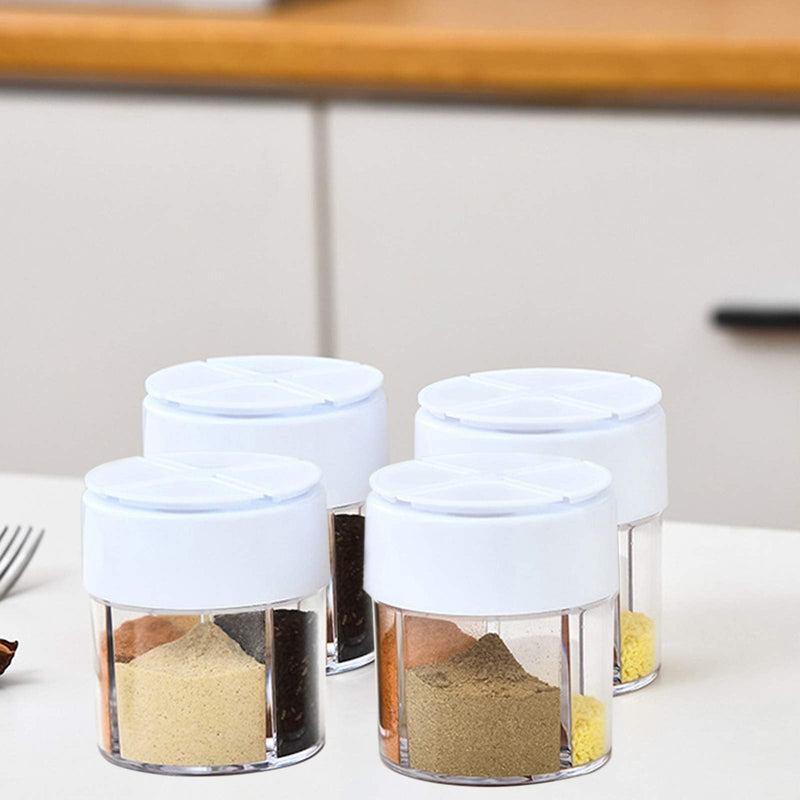 [Australia - AusPower] - 4-Cell Short Spice Shaker Jars Bottles, 5.41oz Cylindrical Empty Plastic Spice Containers- 4Pack 
