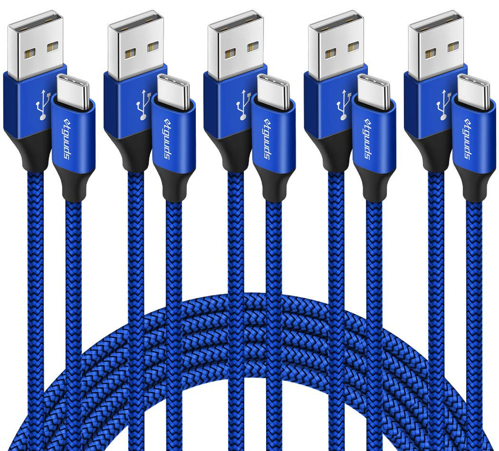 [Australia - AusPower] - [5-Pack, 3/3/6/6/10 ft] USB Type C Cable Fast Charging, etguuds USB A to USB C Charger Braided Cord Compatible with Samsung Galaxy S20 S10E S10 S9 Note 20 10 9 8, A71 A70 A51 A50 A41 A21 A20e A20 A10e 3FT 3FT 6FT 6FT 10FT Blue 