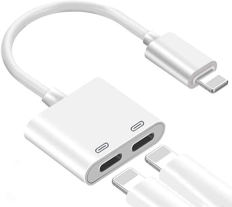[Australia - AusPower] - Apple MFi Certified iPhone Headphone Adapter Splitter, Rosyclo 2 in 1 Dual Lightning Converter Cable Dongle Music+Charge+Call+Volume Control,Compatible with iPhone 12/11/XS/XR/8/7,iPad 