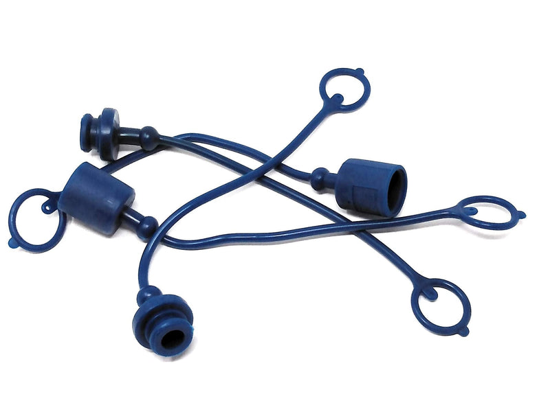 [Australia - AusPower] - Grunge Armor | 2 Dust Caps + 2 Plugs | Fits ISO A Male + Female Hydraulic Quick connectors, ISO 7241 A 3/8". Blue Molded Cap with Tether (Fits couplers on 3/8" ID Hoses, Blue) Cap/Plug Ø.72 (ISO-A 3/8 [-6] Size) 