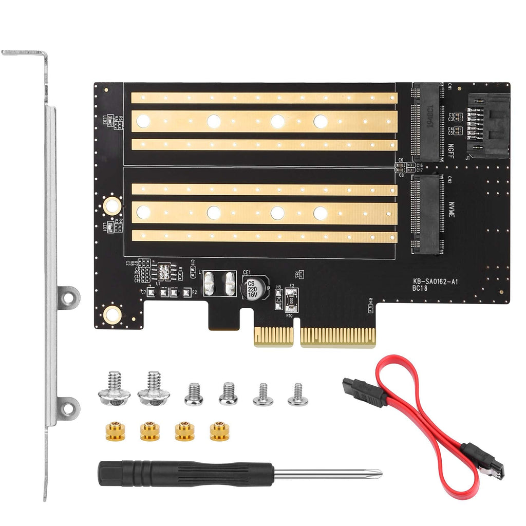 [Australia - AusPower] - Dual M.2 PCIe Adapter Card for NVMe/SATA SSD - Support PCIe 3.0 x16 x8 x4 for 2280 2260 2242 2230 SSD, Compatible with Windows 7 8.1 10 and MacOS 
