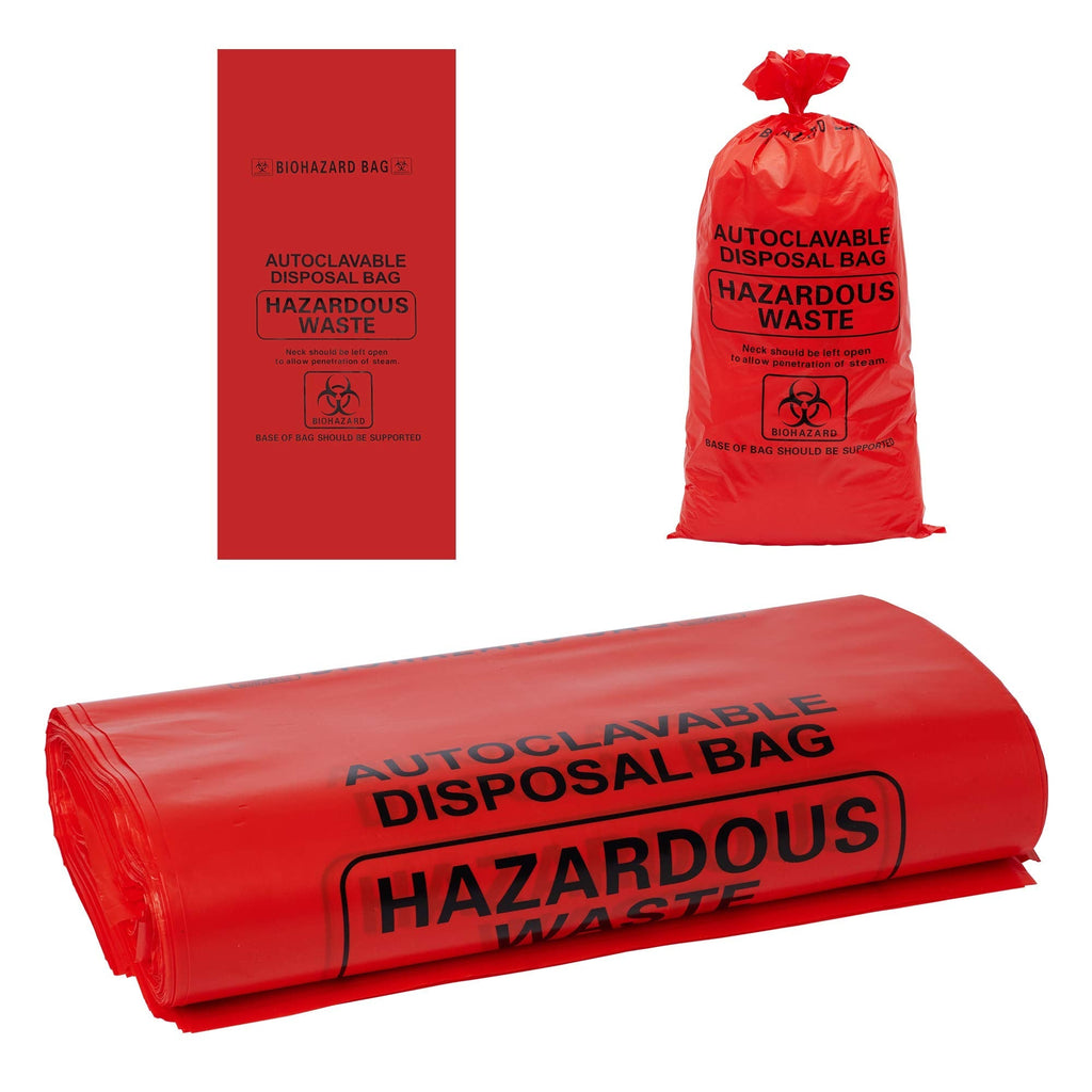 [Australia - AusPower] - Bel-Art F13164-1419 Polypropylene 2-4 Gallon Red Biohazard Disposal Bags with Warning Label/Sterilization Indicator, 24" x 12"x 3 mil(20 Pcs/Pack) 20 Count (Pack of 1) 