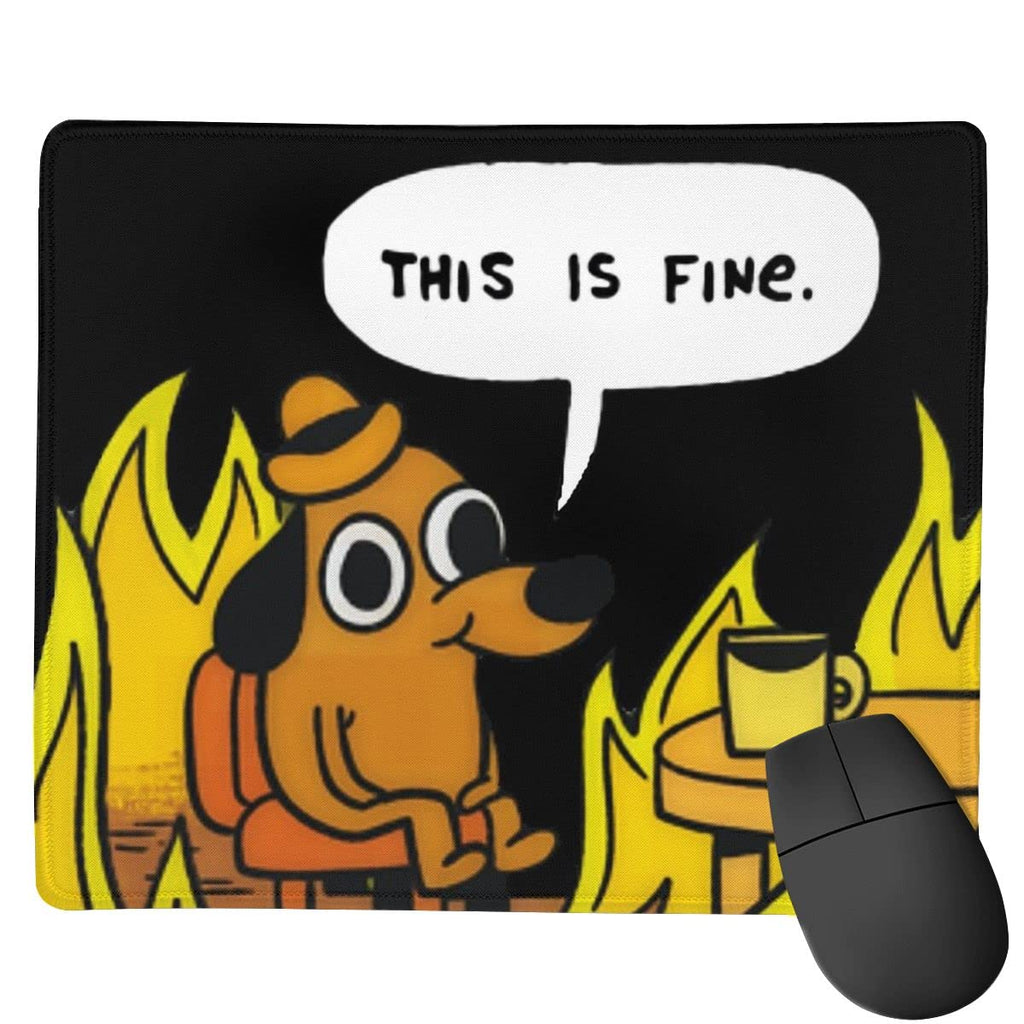 [Australia - AusPower] - This is Fine Dog Fire Funny Meme Mouse Pad Non-Slip Gaming Mouse Pad with Stitched Edge Computer Pc Mousepad Rubber Base for Office Home 