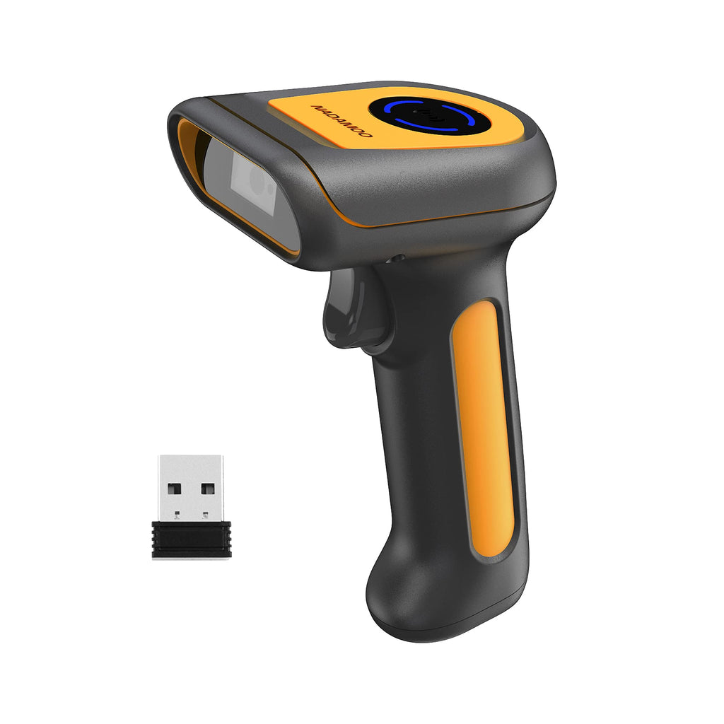 [Australia - AusPower] - NADAMOO Cordless Barcode Scanner, 2D Handheld Barcode Reader with USB Dongle - 5000mAH Largest Battery, Super Long Battery Life, 492ft Transmission Range, 360°Anti-Shock for Store, Warehouse 