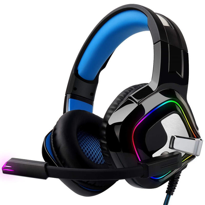 [Australia - AusPower] - Gaming Headphones for PC PS4 Xbox Switch Wired USB Double Jack - August EPG100L - Gaming Headset with RGB-LED Light Noise Reduction Microphone 50mm Driver Flip Mute 4D Surround Sound 3.5mm Cable 