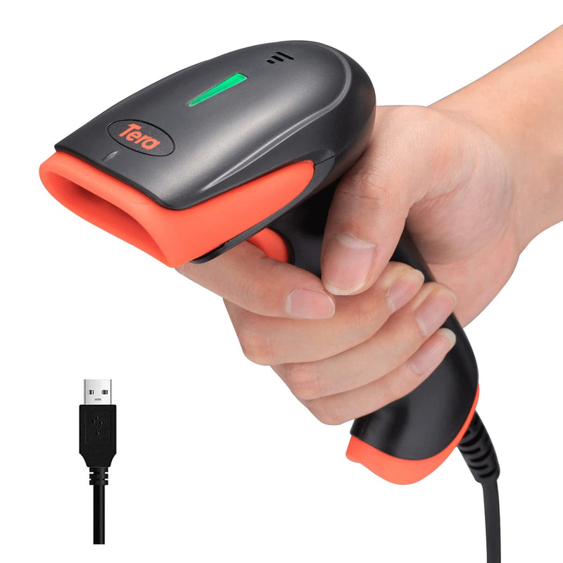 [Australia - AusPower] - Tera Laser Barcode Scanner 1D Wired Bar Code Scanner Handheld Barcode Reader Plug and Play Model 3106-2 Orange 