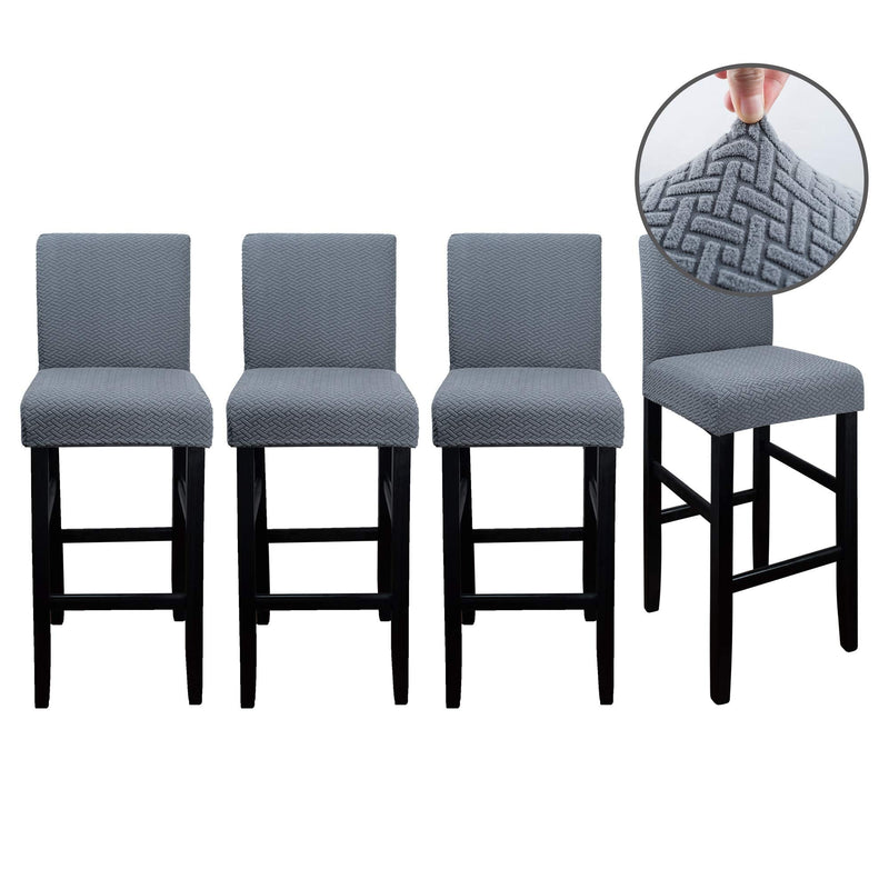 [Australia - AusPower] - Qishare 4 Pack Bar Stool Covers Pub Counter Stool Cover Chair Seat Cover Stretch Washable Anti-Dust Slipcovers for Dining Room Kitchen Height Bar Stool Cafe(Gray, 4PCS) Grey 