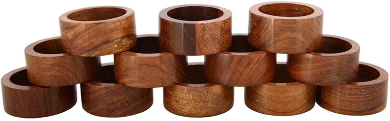 [Australia - AusPower] - Ajuny Set of 12 Wooden Sleek Plain Handmade Decorative Napkin Rings for Dinner Party Table Decor 1.5 inch 