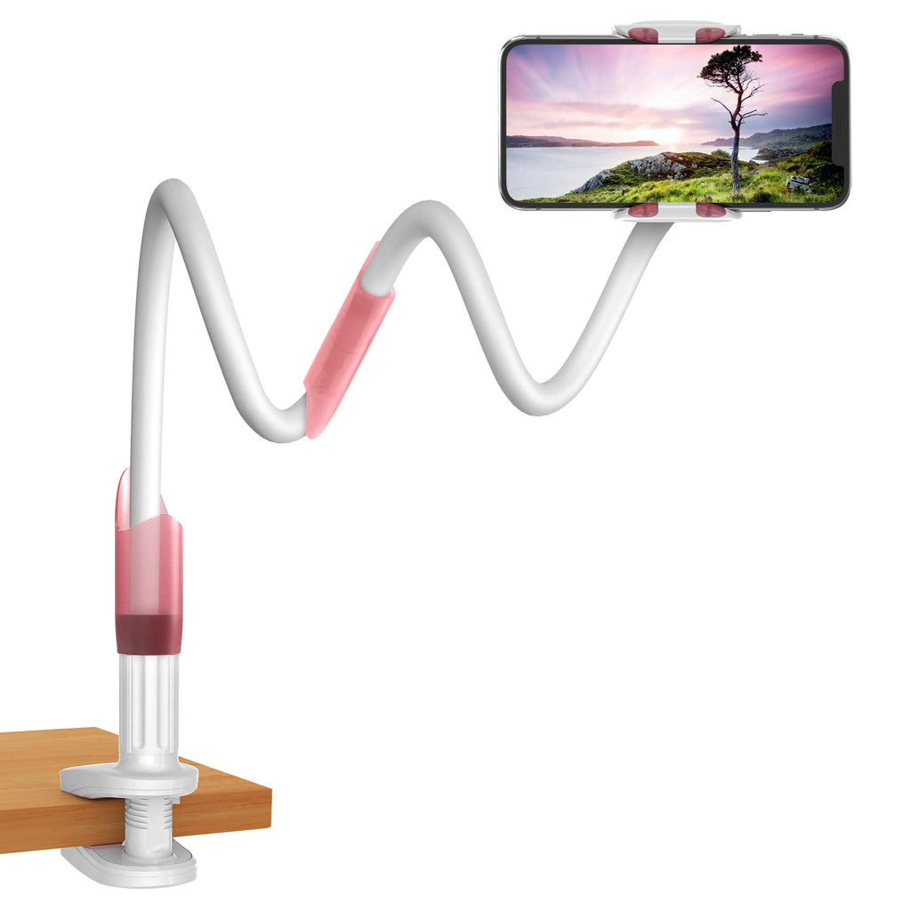 [Australia - AusPower] - Purely Gooseneck Phone Holder | Flexible Arm Cell Phone Stand for Desk, Night Stand, Headboard - Clamp Mount Clip Bracket, 360-Degree Rotation, Aluminium Alloy - 33-Inch (1-Pack, Rose) 1-Pack 