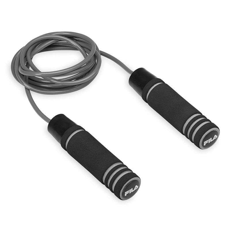[Australia - AusPower] - FILA Accessories Weighted Jump Rope 9ft Heavy Rope Skipping for Exercise - Foam Grip Weighted Handles (0.5lbs Each), Adjustable Tangle Free Jumping Rope Grey 