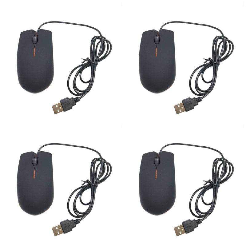 [Australia - AusPower] - TFD Supplies - Wired 3 Button Optical Computer Mouse - 4 Pack - Bulk Computer Mice 