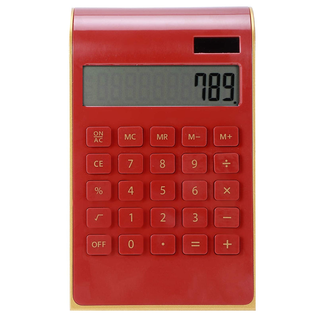 [Australia - AusPower] - TOPINCN Portable 10 Digits Calculator Tilted LCD Display Ultra Thin Solar Power Calculator for Home Office Business(Red) Red 