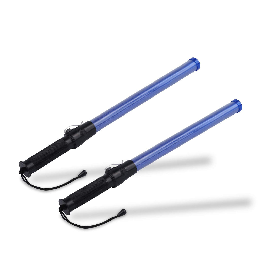 [Australia - AusPower] - 21 inch Safety Traffic Wand Led Light 2 Pieces Blue Baton with Side Clip for Parking Guides, Traffic Control, Using 2 C-Size Batteries (Not Included) 