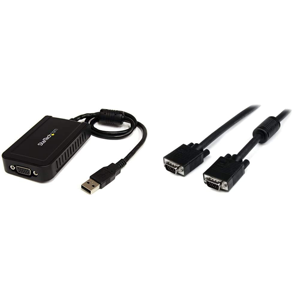 [Australia - AusPower] - StarTech.com 1x USB to VGA Adapter - 1920x1200 - Windows Only (USB2VGAE3) Bundle with 1x 3 ft High Resolution VGA Cable - HD15 M/M (MXT101MMHQ3) Adapter + Cable 