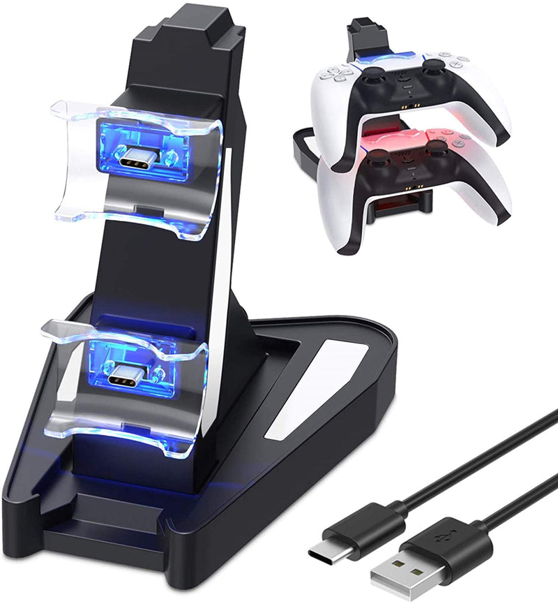 [Australia - AusPower] - PS5 Controller Charger, FANPL Fast Charging Station for PS5 Controller DualSense, Charger Stand Dock for Sony Playstation 5 Dualsense with Dual USB C Ports & LED Indicator 
