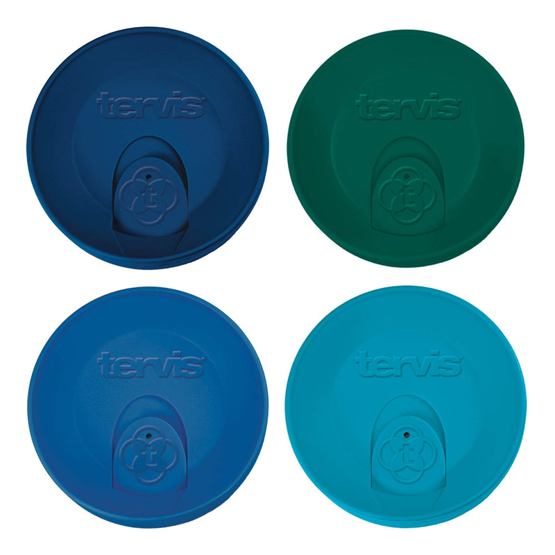[Australia - AusPower] - Tervis Travel Lid Assorted 16oz 4pk, Assorted Navy Green Blue Turquoise Fits 16oz Tumblers 