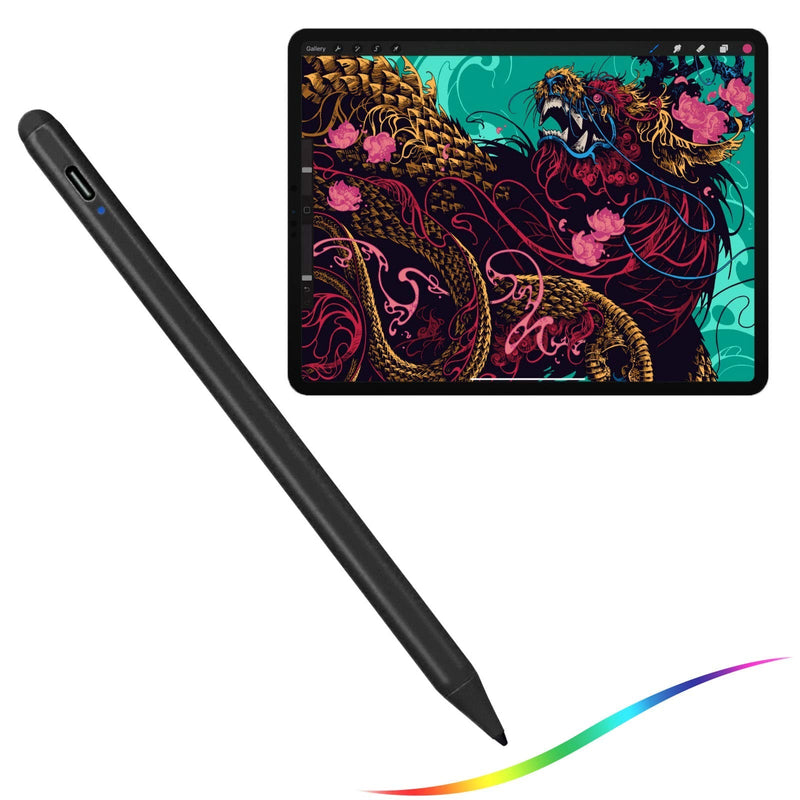 [Australia - AusPower] - iPad Pro 12.9" 5th/4th Stylus Pencil,1.5mm Palm Rejection Replaceable Fine Tip Active Pen Compatible with Apple Pencil for iPad Pro 12.9-Inch 5th/4th Gen Stylus for Drawing Sketching Pen Black 