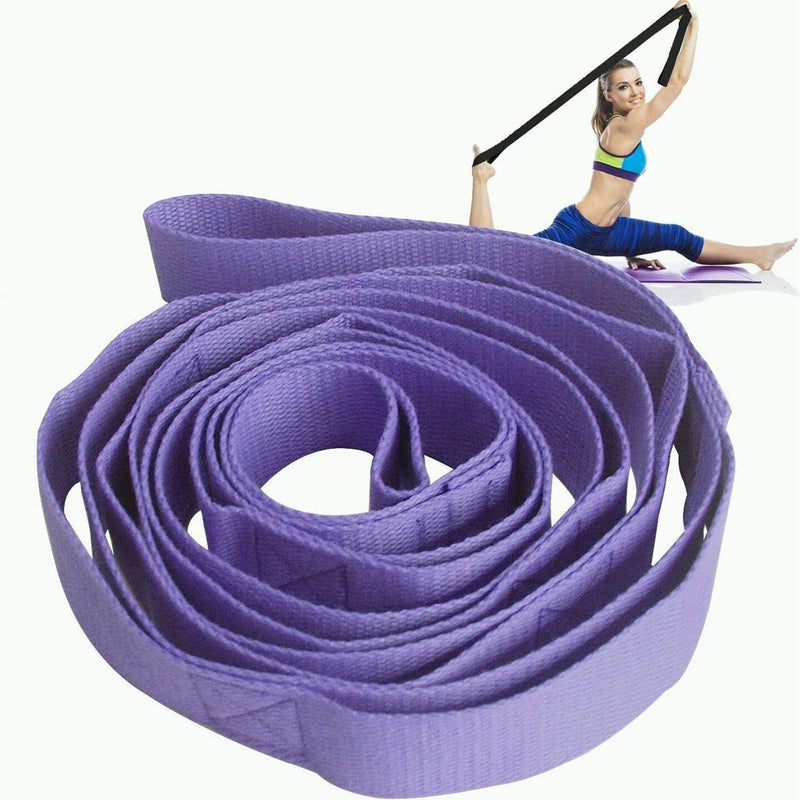 [Australia - AusPower] - MJIYA Yoga Stretch Exercise Strap with 10 Flexible Loops Thicken Exercise Band Gravity Fitness Stretching Strap Physical Therapist Recommended Exercises and Pilates Workouts 