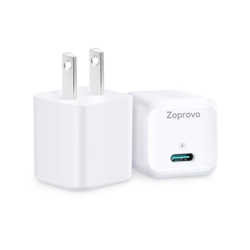 [Australia - AusPower] - USB C Charger, Zoprovo 20W Fast Charger 2-Pack Mini Wall Chargers Block, Compact USB-C Power Adapter PD 3.0 Power Brick Cube for iPhone 12 Mini 12 Pro Max 11 Pro XR, Samsung Galaxy S10 S9 S8 