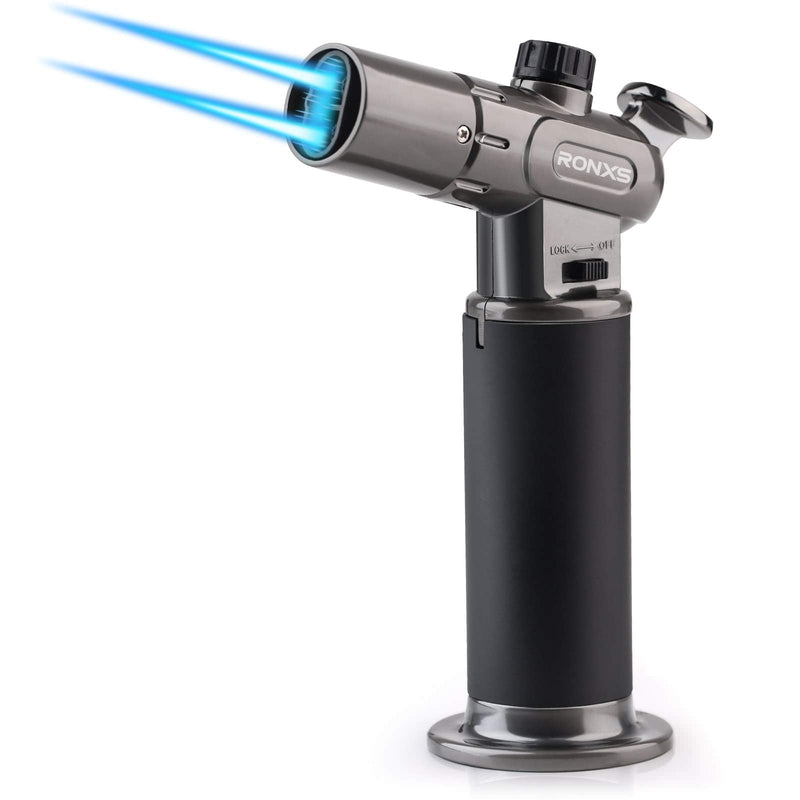 [Australia - AusPower] - RONXS Torch Lighter, Multipurpose Lighter with Dual Flame, You Can Switch Single /Dual to Meet All Your Need, Heavy Duty Construction Butane Torch, Butane Gas Not Included 