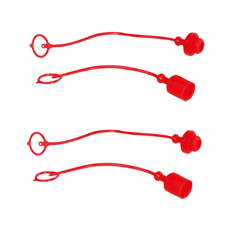 [Australia - AusPower] - 2sets 1/2" Hydraulic Coupler Dust Cap, Male Dust Cap and Female Plug Cover for Flat Face Quick Coupler Bobcat Skid Steer, ISO A Pioneer Style Red Cap with Retention Ring 1/2" 