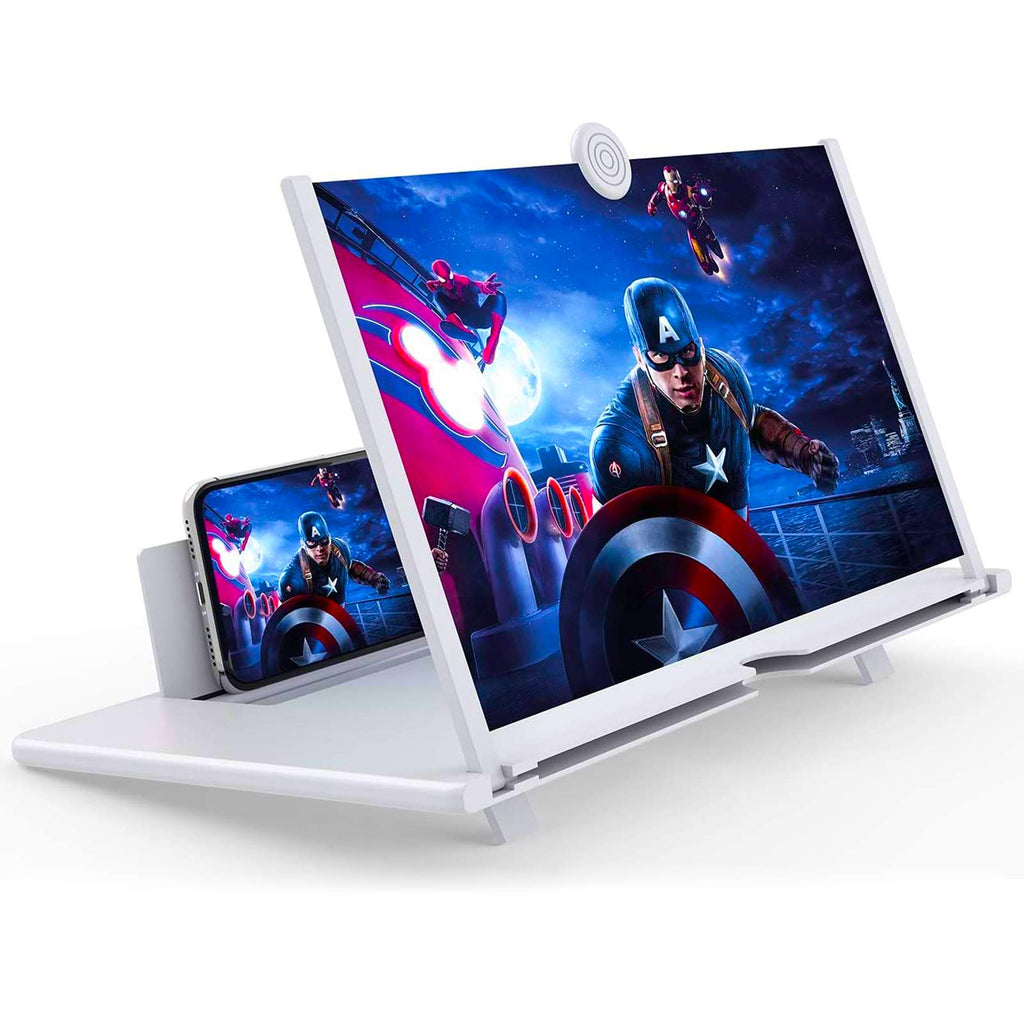 [Australia - AusPower] - DRIDOUAM 14" Screen Magnifier for Phones, 3D & HD Screen Enlarger for Movies, Videos & Gaming, Foldable Phone Stand with Screen Amplifier Compatible with All Smartphones (White, 14 Inch) WHITE 