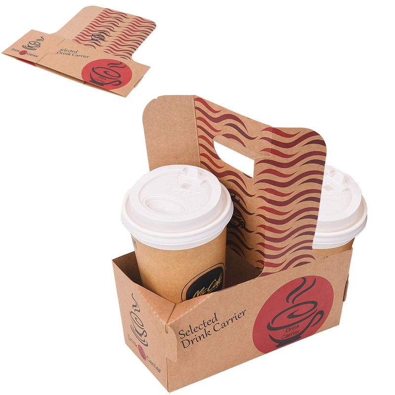 [Australia - AusPower] - Lulonpon 20 Pieces 2-Cup Kraft Paper Drink Carrier with Handles Holds Up for Drink and Coffee, Great for Candy, Cookies and Small Gifts Delivery, 3.15x6.9x3.5 Inches 6.7in 