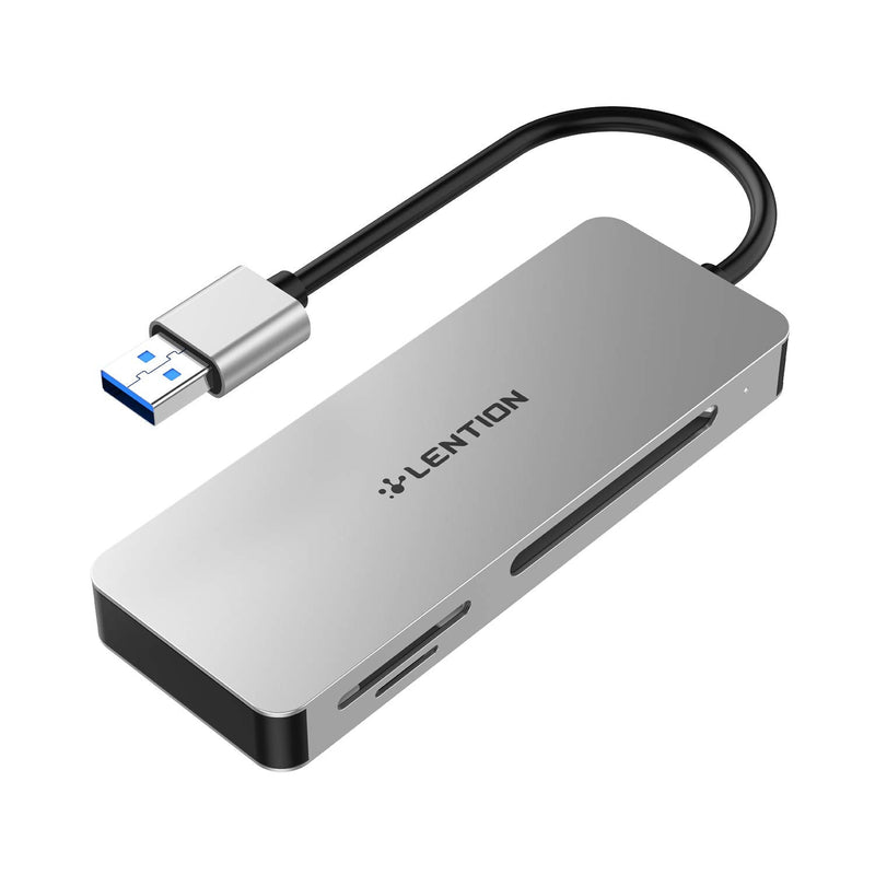 [Australia - AusPower] - LENTION USB 3.0 to CF/SD/Micro SD Card Reader, SD 3.0 Card Adapter for SD/SDHC/SDXC/MMC/RS-MMC/Micro SD/Micro SDHC/Micro SDXC/CF Type I, Compatible Windows, MacOS, ChromeOS, More (CB-H12, Space Gray) 