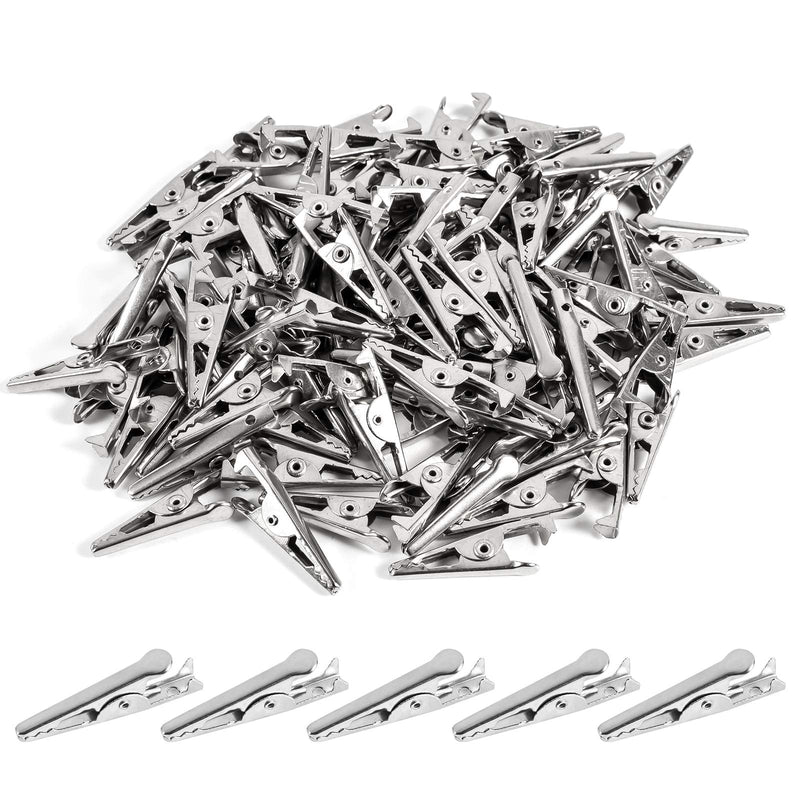 [Australia - AusPower] - 100PCS 1.06IN / 27mm Mini Metal Alligator Clips, Crocodile Clamps Silver Tone Nickel Plated Test Line Spring Clamps, Crocodile Clips for Laboratory Electric Testing Work and Cable Lead Clip 