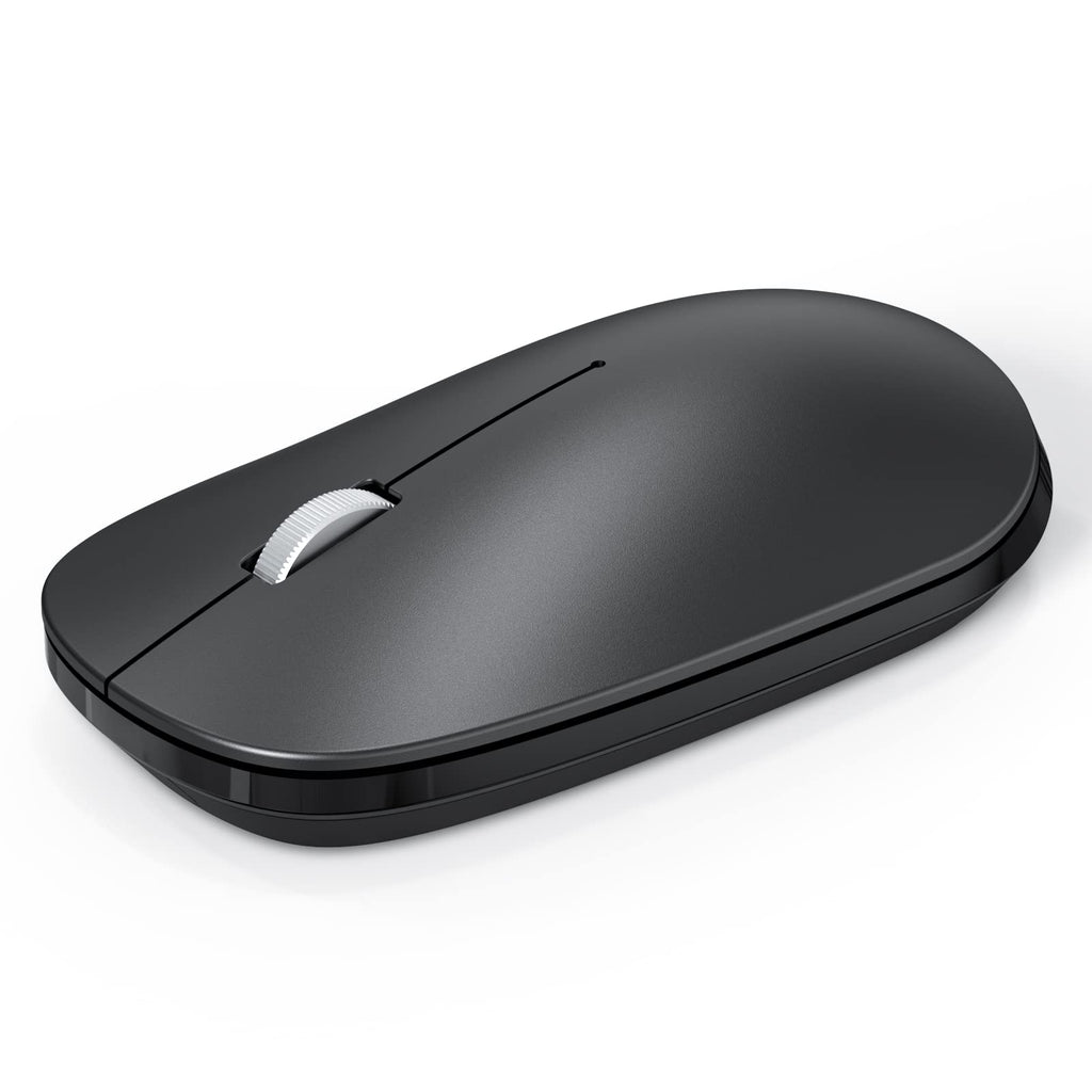 [Australia - AusPower] - OMOTON Bluetooth Mouse for iPad and iPhone (iPadOS 13/ iOS 13 and Above), Ultra-Thin Wireless Mouse Compatible with Bluetooth Enabled Computer, Laptop, PC, Notebook, and Mac Series, Matte Black 