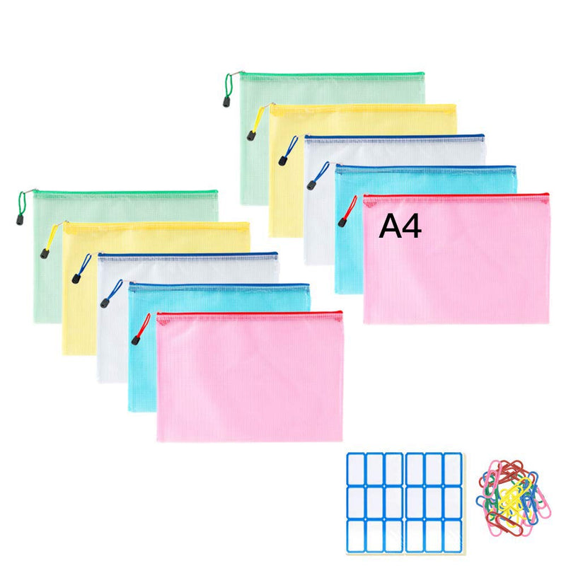 [Australia - AusPower] - Document Folder, 10 Pack Colorful A4 Wallets Folders Used in School Office Travel Folders Wallets Plastic Document Files 5 Color 