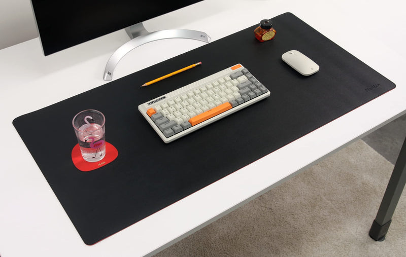[Australia - AusPower] - DeskPaw Dual-Sided Leather Desk Pad,Blotter for Laptop Computer,Mouse Pad,Writing,Drawing,Arts and Craft Mat (Black/Red, 17x35”) Black/Red 17x35” 