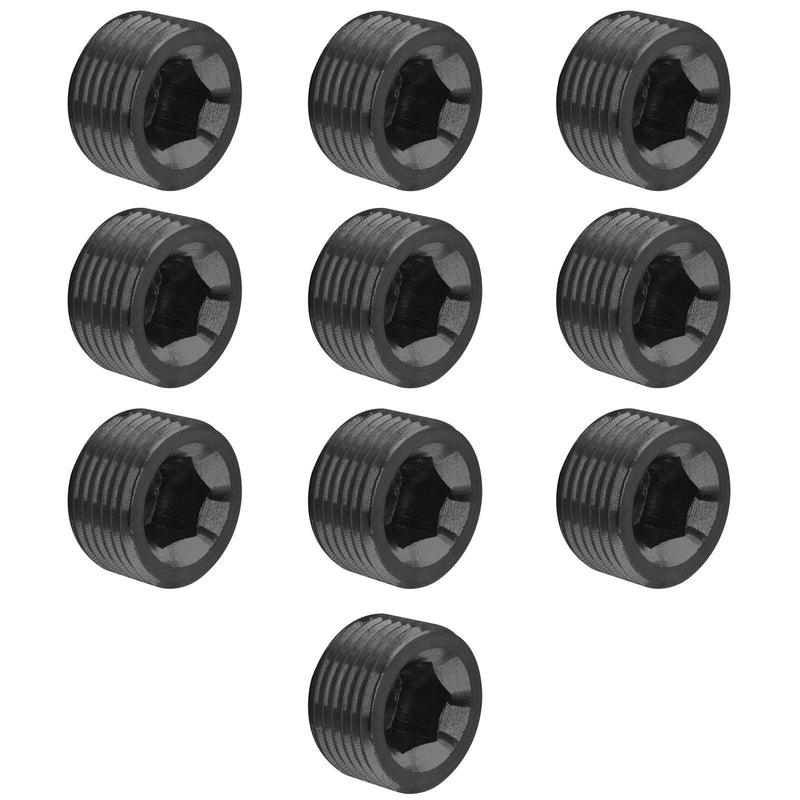 [Australia - AusPower] - Glarks 10Pcs Carbon Steel 1/4'' NPT Male Pipe Plug Fitting Assortment Set Internal Hex Thread Socket Pipe Plug Kit 1/4''NPT 