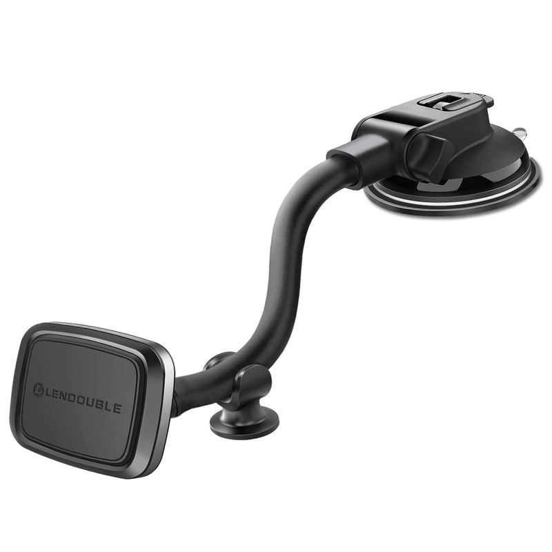 [Australia - AusPower] - Long Arm Magnetic Car Phone Mount, Gooseneck Magnet Cell Phone Holder with 2 Metal Plates & Strong Suction Cup, Universal Dashboard 360 Degree Rotation Hands Free Mount for iPhone 13 Most Smartphones 