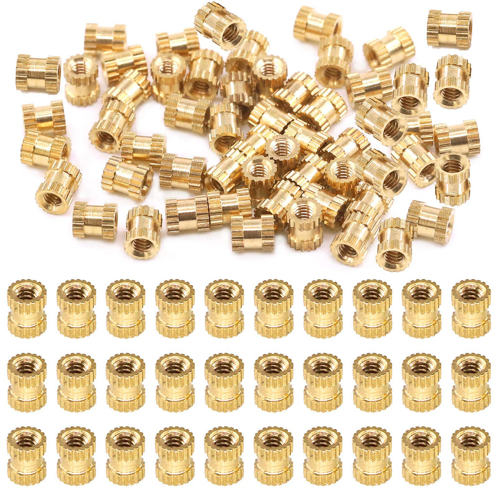 [Australia - AusPower] - Glarks 100Pcs M2 x 4 x 3.5mm Female Thread Knurled Brass Threaded Insert Embedment Nut for 3D Printing Projects M2x4x3.5mm 