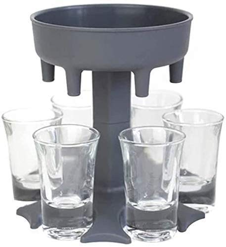 [Australia - AusPower] - 6 Shot Glass Dispenser and Holder, Bar Shot Dispenser, Cocktail Dispenser, Multiple 6 Shot Dispenser For Filling Liquids, Carrier Liquor Dispenser Drinking Tool (Gray) Gray 