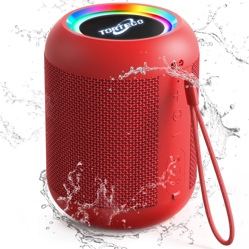 [Australia - AusPower] - Portable Wireless Speaker Bluetooth Outdoor Speakers, Torteco E7-L Small Speakers Waterproof, Rich Bassup, WiFi Saround Sound Speakers, 33 Foot Wireless Range, Bluetooth Speaker for Home,Travel Red 