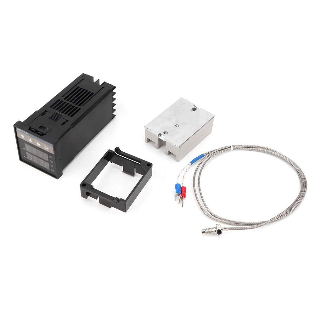 [Australia - AusPower] - Digital Temperature Controller Smart Thermostat Temperature Controller Kit PID REX-C100 Temperature Controller 40A Solid State Relay K Thermocouple GD 
