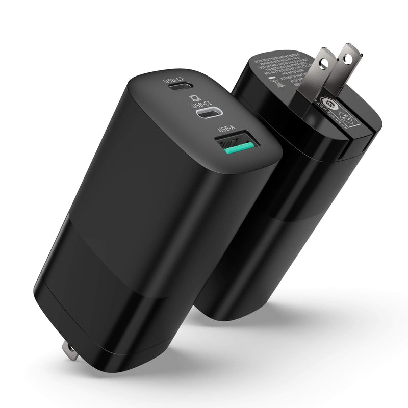 [Australia - AusPower] - Sisyphy Dual USB C Charger, [UL Listed] 65W & 45W 3 Port PD3.0 QC3.0 [GaN Tech], Wall Adapter Power PD, Compatible for iPhone 12, Galaxy S21 Note20 Ultra, Surface, MacBook, USBC Laptopsand Phones Black 