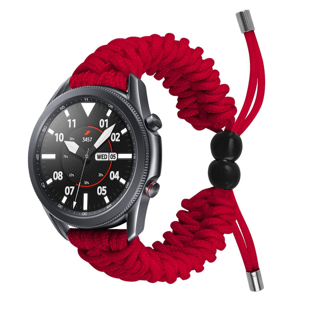 [Australia - AusPower] - Compatible with Samsung Galaxy Watch 3 Band 41mm 45mm Band, Wristband Sports Braided Nylon Friendship Rope with Adjustable Outdoor Survival Weave Drawstring Clasp (Red, Galaxy Watch 3 45mm) Red 