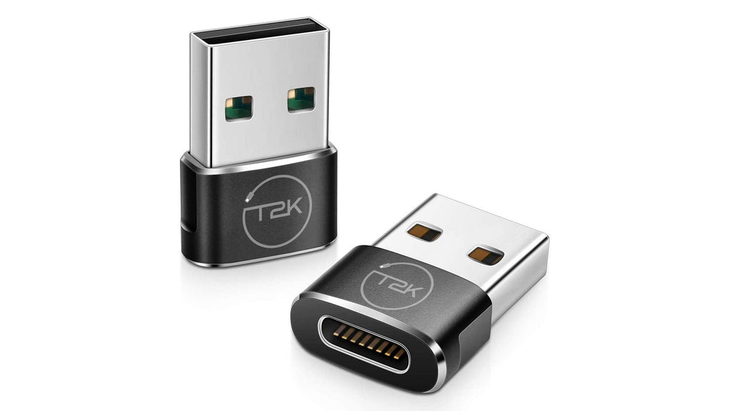 [Australia - AusPower] - USB C Female to USB Male Adapter (2 Pack),Type C to USB A Charger Cable Adapter for iPhone 11 Pro Max,Airpods iPad 2018,Samsung Galaxy Note 10 S20 Plus 20 S20+ 20+ Ultra,Google Pixel (Black) Black 