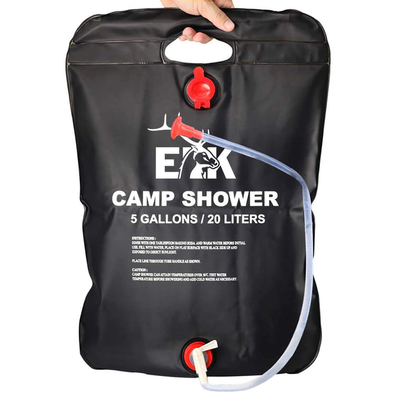 [Australia - AusPower] - ELK Solar Heated Portable Shower Bag with Removable Hose and On/Off Switch for Outdoor Camping, Hiking and Traveling (5 Gallons / 20 Liters) 