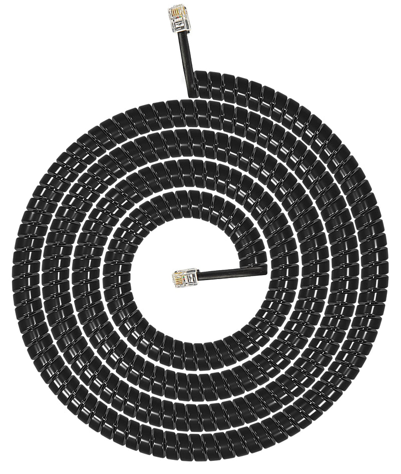[Australia - AusPower] - Telephone Cord, Phone Cord- Copper Coiled, Tangle-Free, Excellent Sound Quality, Handset Cable for Landline in Home or Office 25 Ft Black - by RamPro 