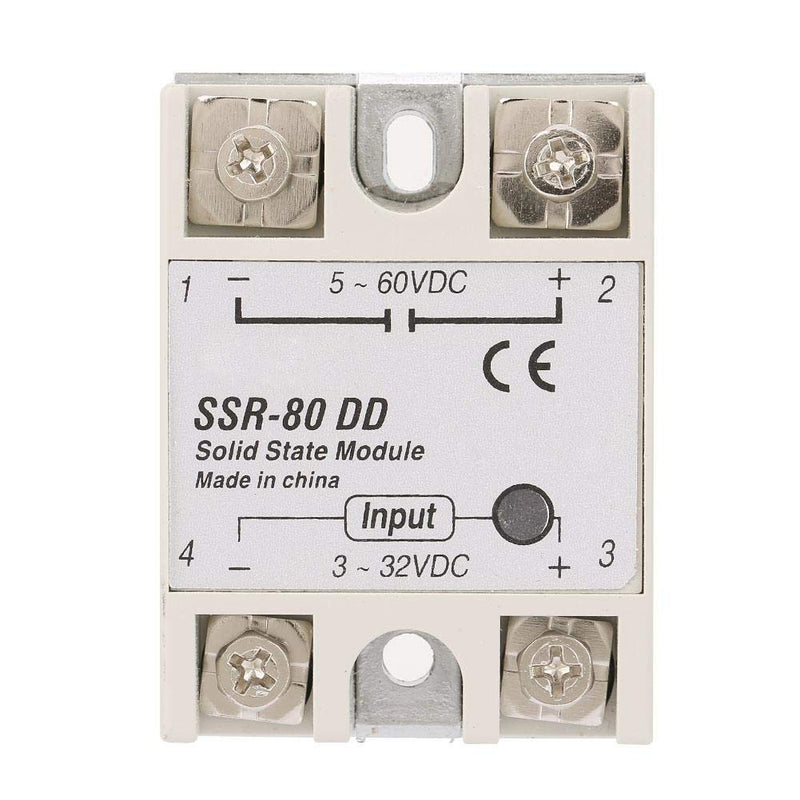 [Australia - AusPower] - SSR Relay DC to DC Solid State Relay SSR-80DD 80A 3-32VDC to 5-60 VDC Industrial Solid State Relay, for Industrial Automation Devices, Motor Control, Safety Systems 