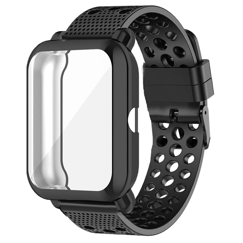[Australia - AusPower] - Compatible for Amazfit Bip U Case with Band, Youkei Full Cover Case + Sport Silicone Replacement Wristbands Sport Strap Compatible for Amazfit Bip U Smartwatch (Black case+Black Band) Black case+Black band 